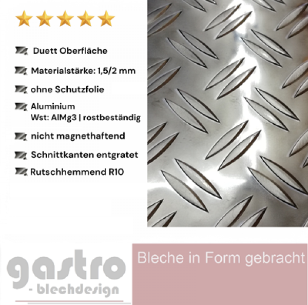 1,5-2mm Alu Duett Riffelblech Tränenblech Warzenblech